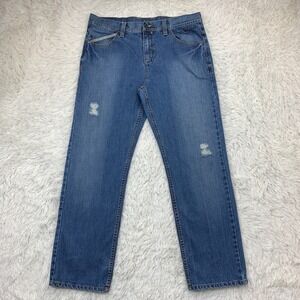 Vintage Hurley Jeans 36x30‎ Blue Y2K Straight Distressed Skate Punk Denim Tag 34
